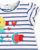 Conjunto de malha jeans branco para menina Coleção Frutti