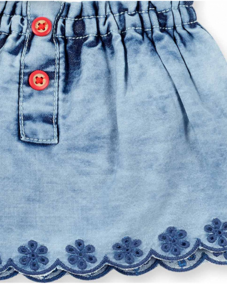 Conjunto de malha jeans branco para menina Coleção Frutti