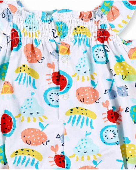 Macacão de malha branco de menina Coleção Frutti