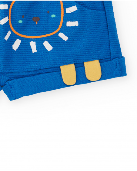 Conjunto de malha azul branco de menino Coleção Animal Life