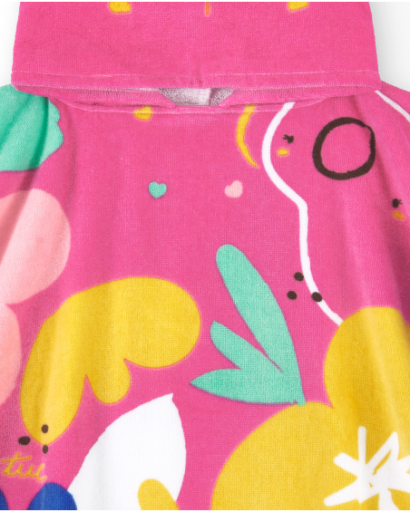 Toalha poncho rosa de menina Coleção Animal Life