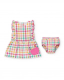 Conjunto liso xadrez branco de menina Coleção Animal Life