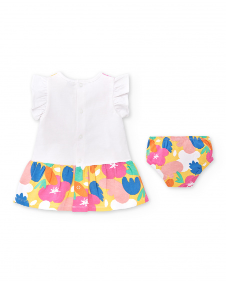 Conjunto de malha branco rosa de menina Coleção Animal Life