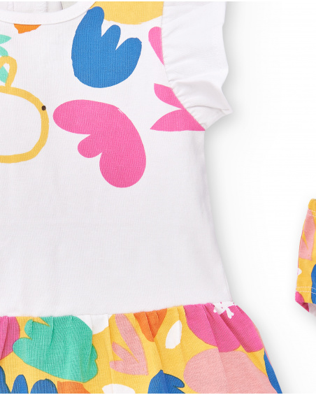 Conjunto de malha branco rosa de menina Coleção Animal Life