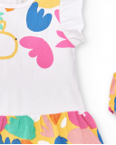 Conjunto de malha branco rosa de menina Coleção Animal Life