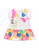 Conjunto de malha branco rosa de menina Coleção Animal Life