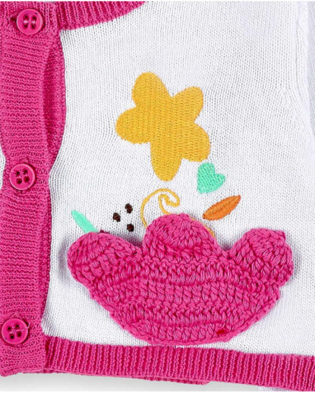 Casaco tricot branco de menina Coleção Animal Life