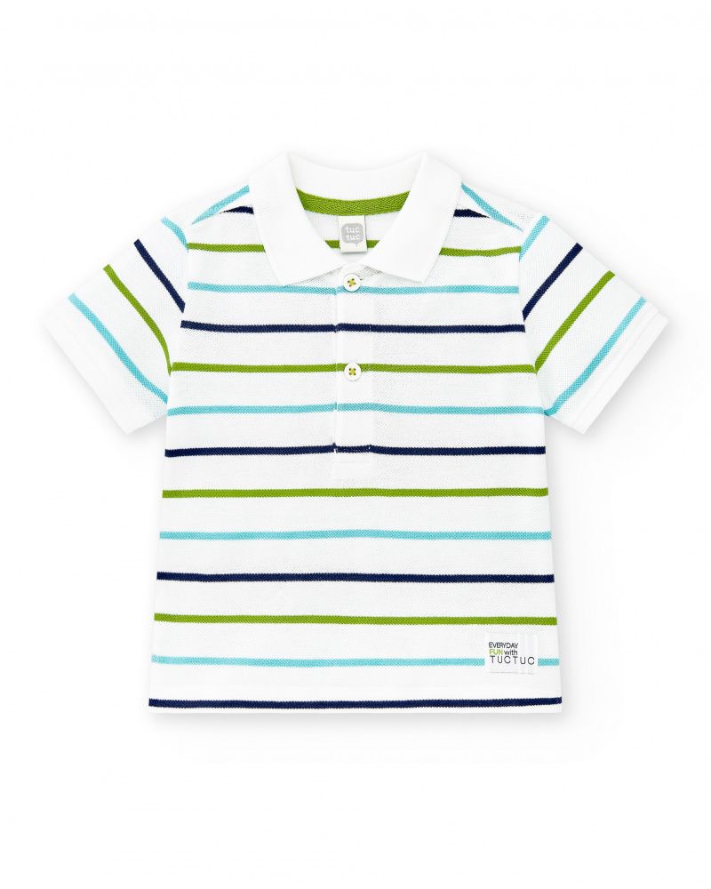 Polo piqué branco de menino Coleção Paradiso