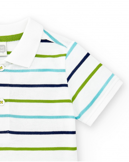 Polo piqué branco de menino Coleção Paradiso