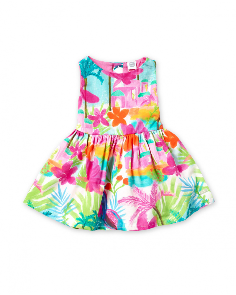 Vestido de popeline azul de menina Coleção Paradiso