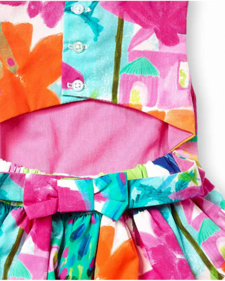 Vestido de popeline azul de menina Coleção Paradiso