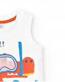 Camisola de malha branca de menino Coleção Salty Air