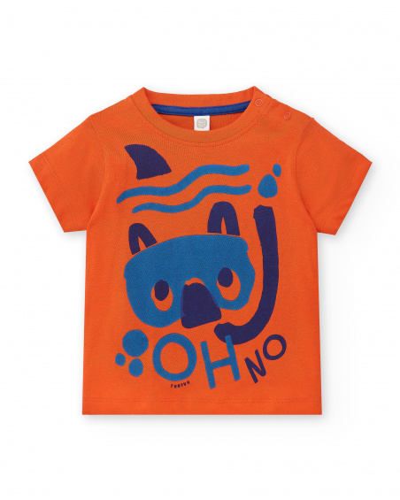 T-shirt vermelha de menino em malha Coleção Salty Air