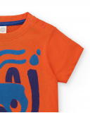 T-shirt vermelha de menino em malha Coleção Salty Air