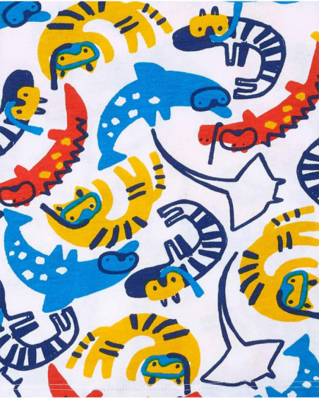 T-shirt de malha branca estampada para menino Coleção Salty Air
