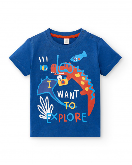 T-shirt de malha azul marinho para menino Coleção Salty Air