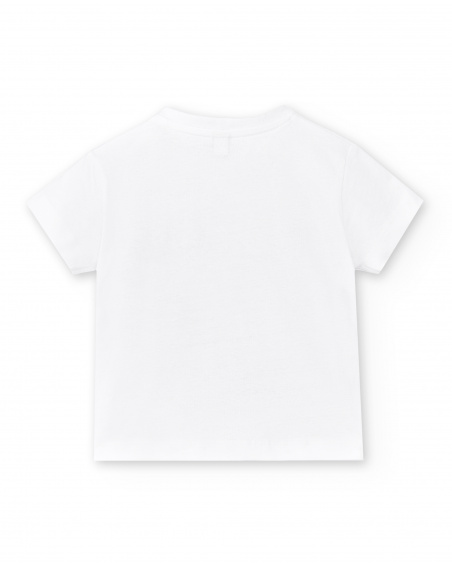 T-shirt branca de menino em malha Coleção Salty Air