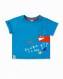 T-shirt de malha azul para menino Coleção Salty Air