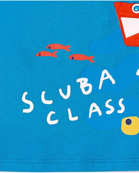 T-shirt de malha azul para menino Coleção Salty Air