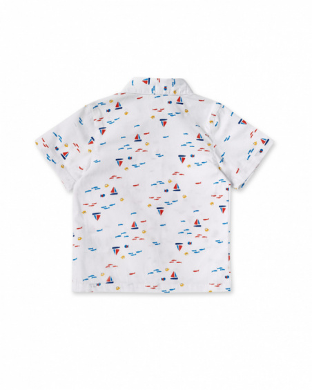 Camisa de popelina branca para menino Coleção Salty Air