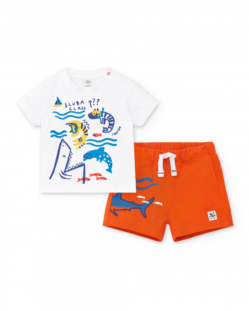 Conjunto de malha branca de menino Coleção Salty Air