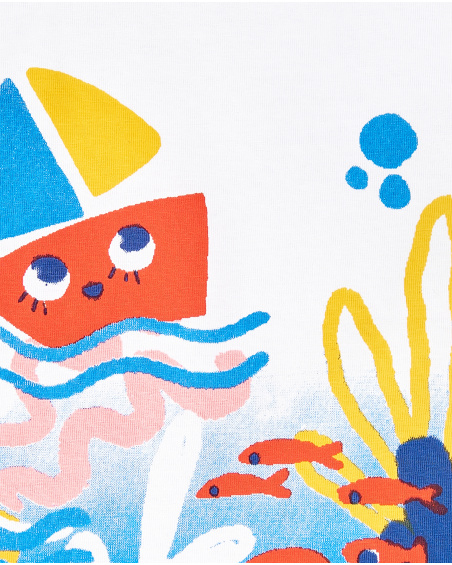 T-shirt branca de menina em tricô com babados Coleção Salty Air