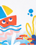 T-shirt branca de menina em tricô com babados Coleção Salty Air