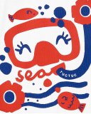 T-shirt branca de menina em malha Coleção Salty Air