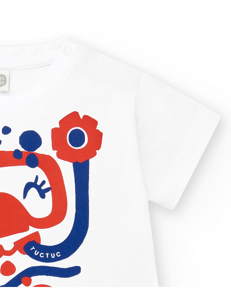 T-shirt branca de menina em malha Coleção Salty Air