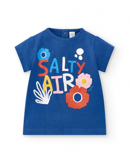 T-shirt de malha azul de menina Coleção Salty Air