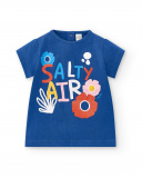 T-shirt de malha azul de menina Coleção Salty Air
