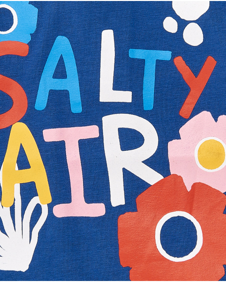 T-shirt de malha azul de menina Coleção Salty Air