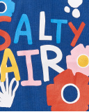 T-shirt de malha azul de menina Coleção Salty Air