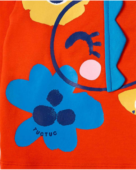 T-shirt longa de malha vermelha para menina Coleção Salty Air