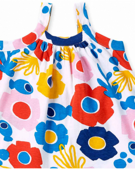 Vestido de menina em malha branca com alças Coleção Salty Air