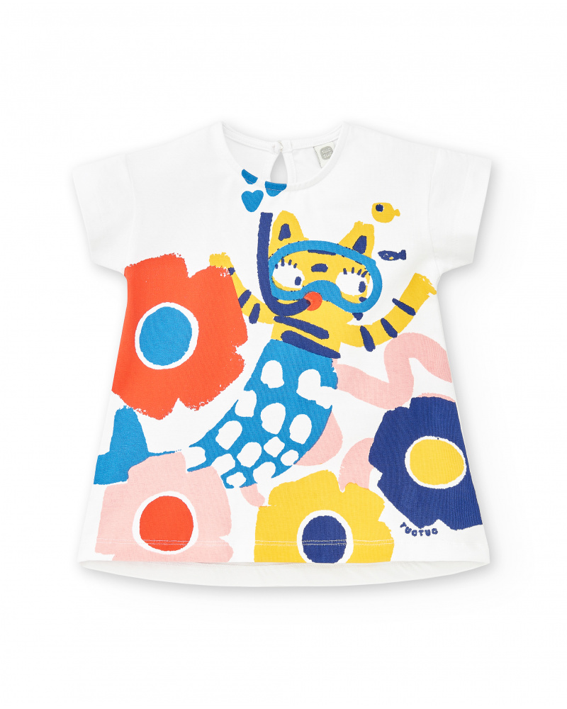 Vestido de malha branco de menina Coleção Salty Air