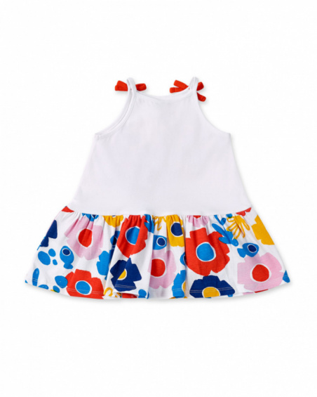 Vestido de menina em malha branca com laços Coleção Salty Air