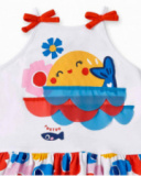 Vestido de menina em malha branca com laços Coleção Salty Air