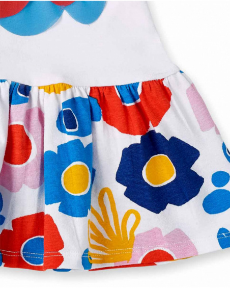 Vestido de menina em malha branca com laços Coleção Salty Air