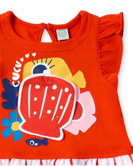 Vestido de malha vermelho de menina Coleção Salty Air