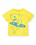 T-shirt amarela de menino em malha Coleção Laguna Beach
