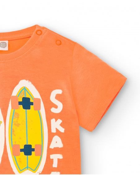 T-shirt de menino em malha laranja Coleção Laguna Beach
