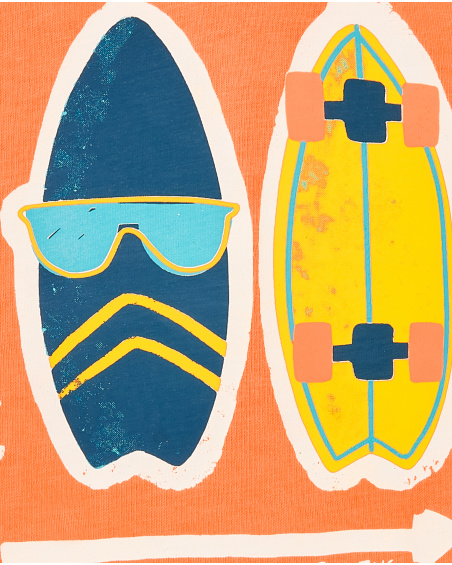 T-shirt de menino em malha laranja Coleção Laguna Beach