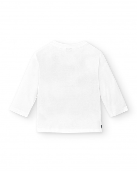 Camiseta longa de malha branca para menino Coleção Laguna Beach