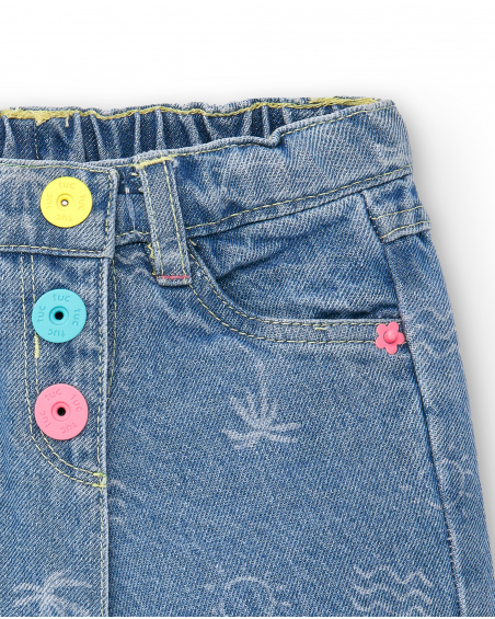 Saia-calça jeans azul de menina Coleção Laguna Beach