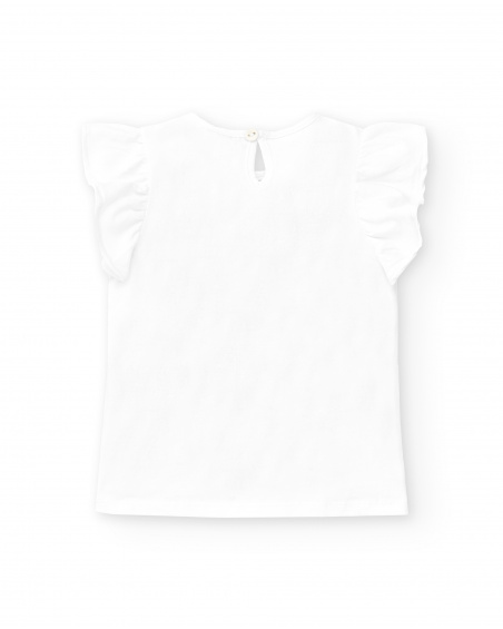 T-shirt branca de menina em malha Coleção Laguna Beach