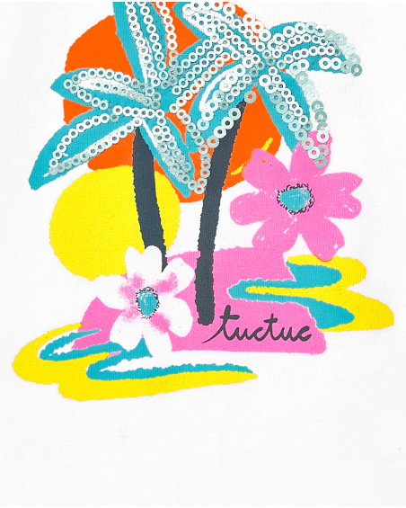 T-shirt branca de menina em malha Coleção Laguna Beach