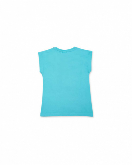 T-shirt de malha azul de menina Coleção Laguna Beach