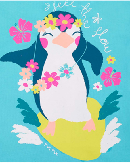 T-shirt de malha azul de menina Coleção Laguna Beach