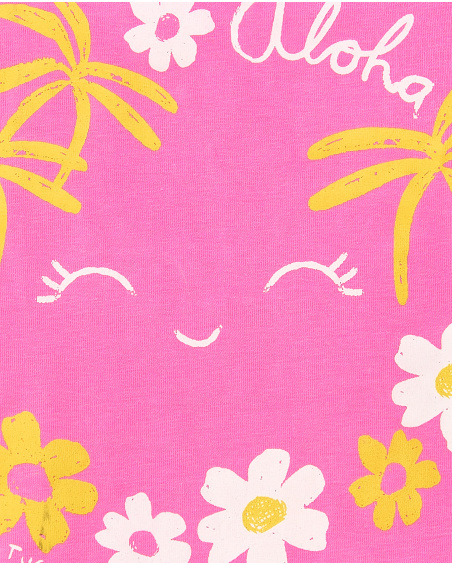T-shirt de malha fúcsia de menina Coleção Laguna Beach